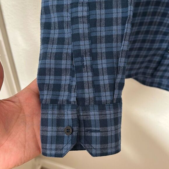 Mack Weldon Mens Blue Plaid Merino Wool Blend Long Sleeve Flannel Shirt Small - Picture 3 of 7
